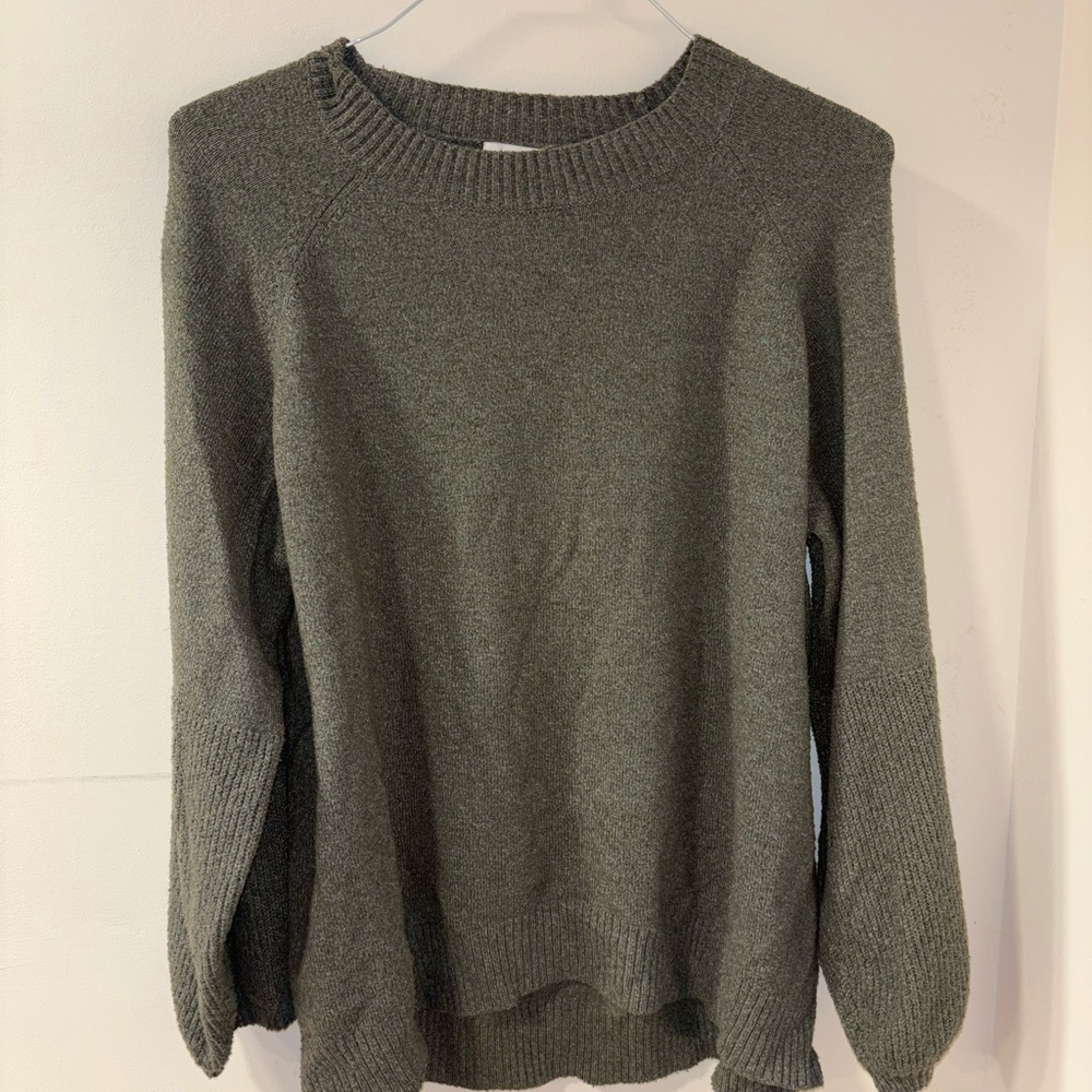 Nine West Olive Knit Crewneck Sweater